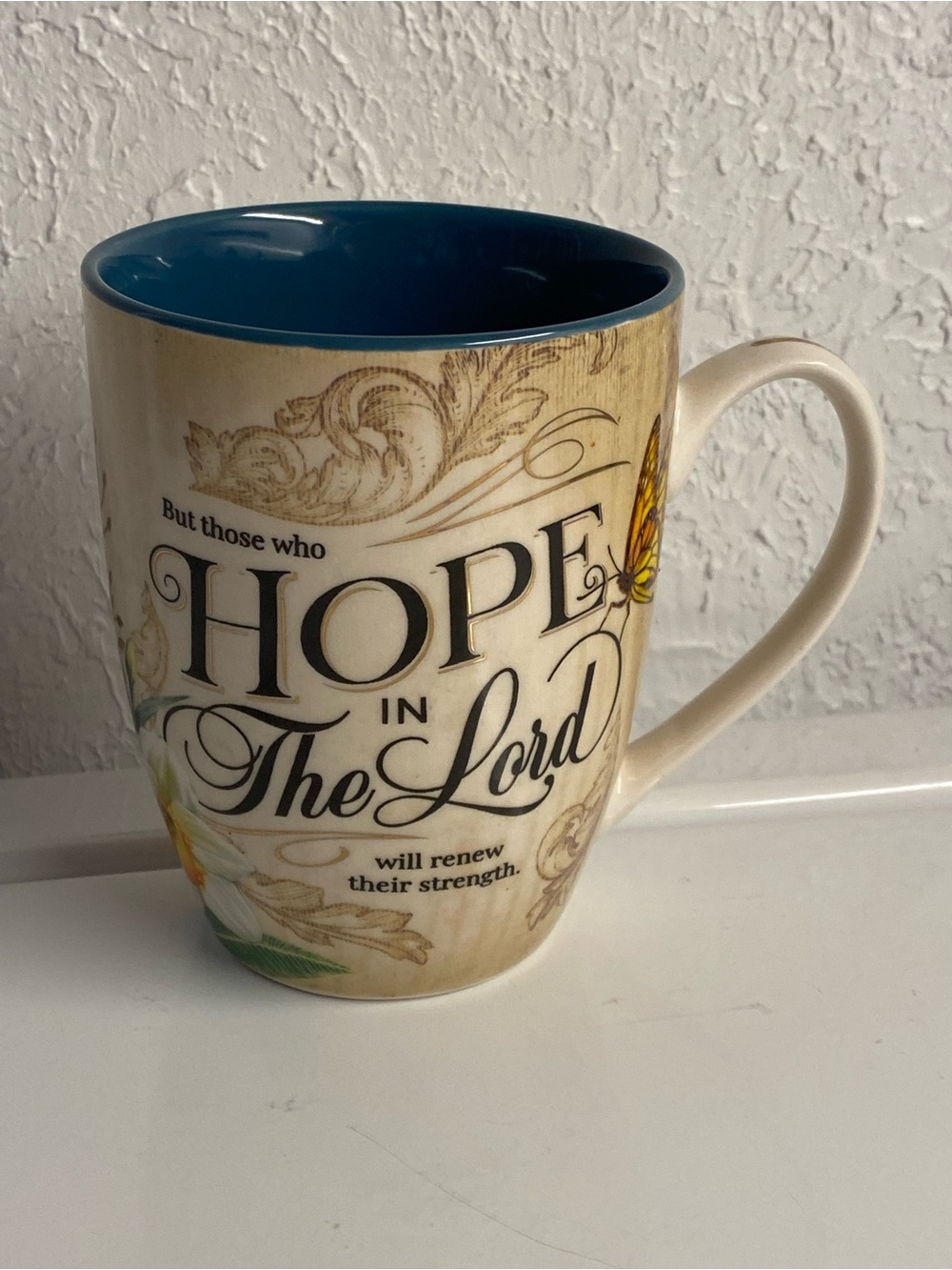Isaiah 40:31 'Hope in the Lord' Scripture Mug with Butterflies